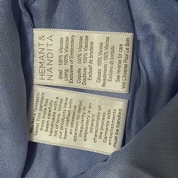 NWOT HEMANT AND NANDITA Mila Floral Blue Pink Tiered Maxi Skirt Small - Picture 6 of 7